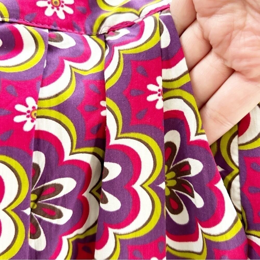 Women's Palazzo Pants Pink Purple Green Floral Print Wide Leg Cotton Size M - Picture 7 of 9